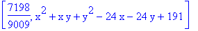 [7198/9009, x^2+x*y+y^2-24*x-24*y+191]